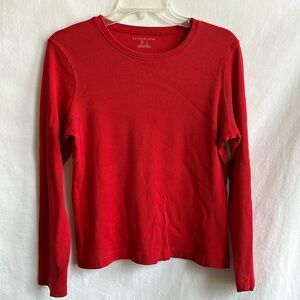 Liz Claiborne red long sleeve ribbed knit top, size M